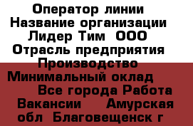 Оператор линии › Название организации ­ Лидер Тим, ООО › Отрасль предприятия ­ Производство › Минимальный оклад ­ 34 000 - Все города Работа » Вакансии   . Амурская обл.,Благовещенск г.